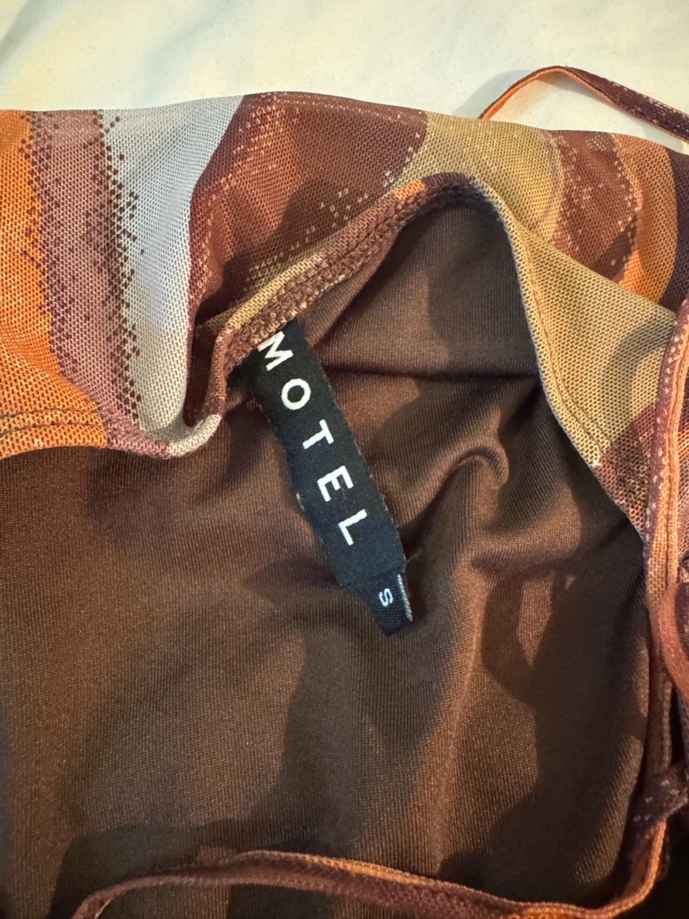 Motel Rocks Brown and Rust Mesh Panel Dress - Picture 7 of 7